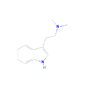 DMT 2D molecular structure, C12H16N2, PubChem CID 6089
