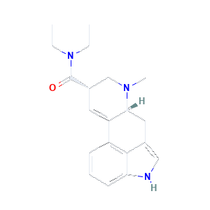 LSD 2D molecular structure, C20H25N3O, PubChem CID 5761